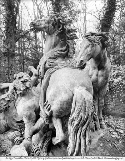 تريتون يجهز حصانين من الشمس في بستان حمامات أبولو ، c.1667-72 (انظر 242850 ، 242856 إلى 242860) (رخام) بواسطة غاسبار وبالتزار مارسي